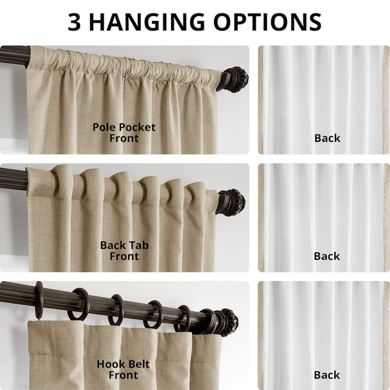 Exclusive Fabrics Italian Faux Linen Room Darkening Curtains for Bedroom & Living Room Curtains - Single Panel Window Curtains