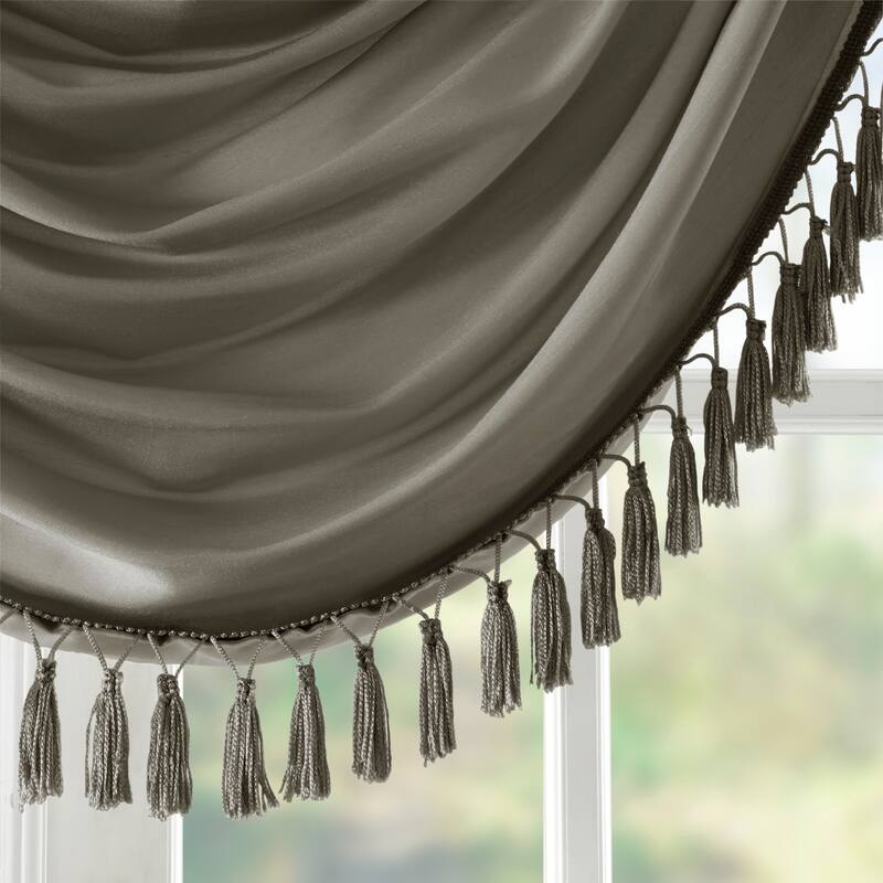 Madison Park Juline Faux Silk Waterfall Embellished Valance - 38 x 46"