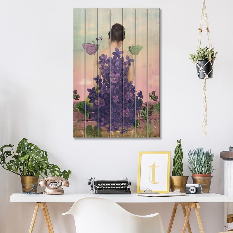 Violet Print On Wood by Catrin Welz-Stein - Multi-Color