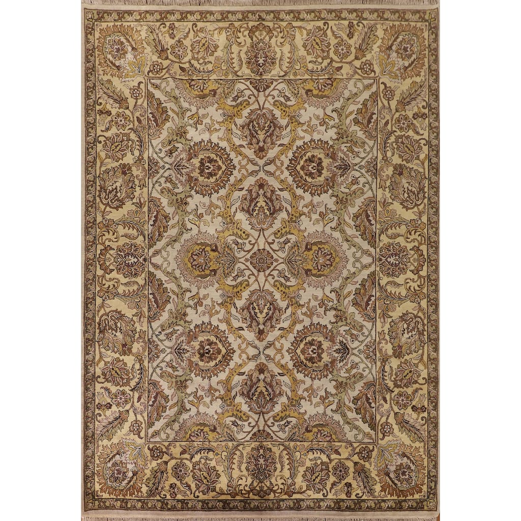 All-Over Floral Agra Indian Area Rug Hand-Knotted Wool Carpet - 9'1"x 12'2"
