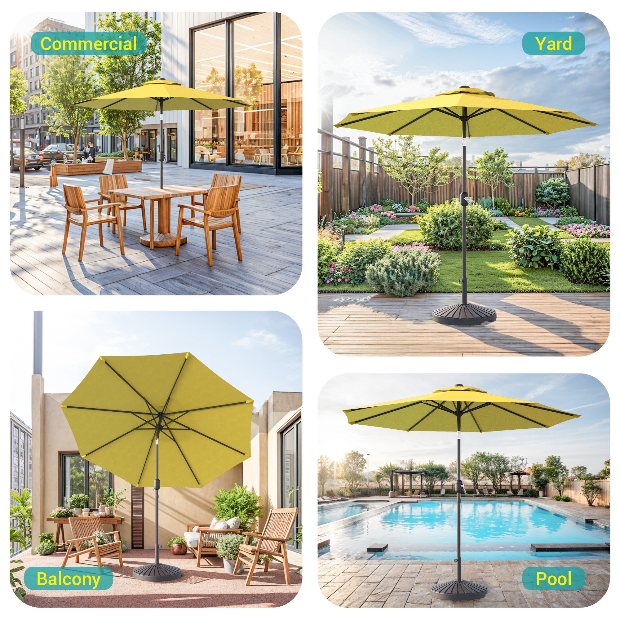 24 rib patio umbrellas MNNM Outdoor Umbrella with UV Protection, Umbrella with Tilt and Crank, Garden Parasol with Ribs, Without Base, 2 Years Non-Fading Material (Color : Khaki) : Patio, Lawn & Garden Frankford Umbrellas - Premium color:Camouflage Integrated with 24 bright 70Round