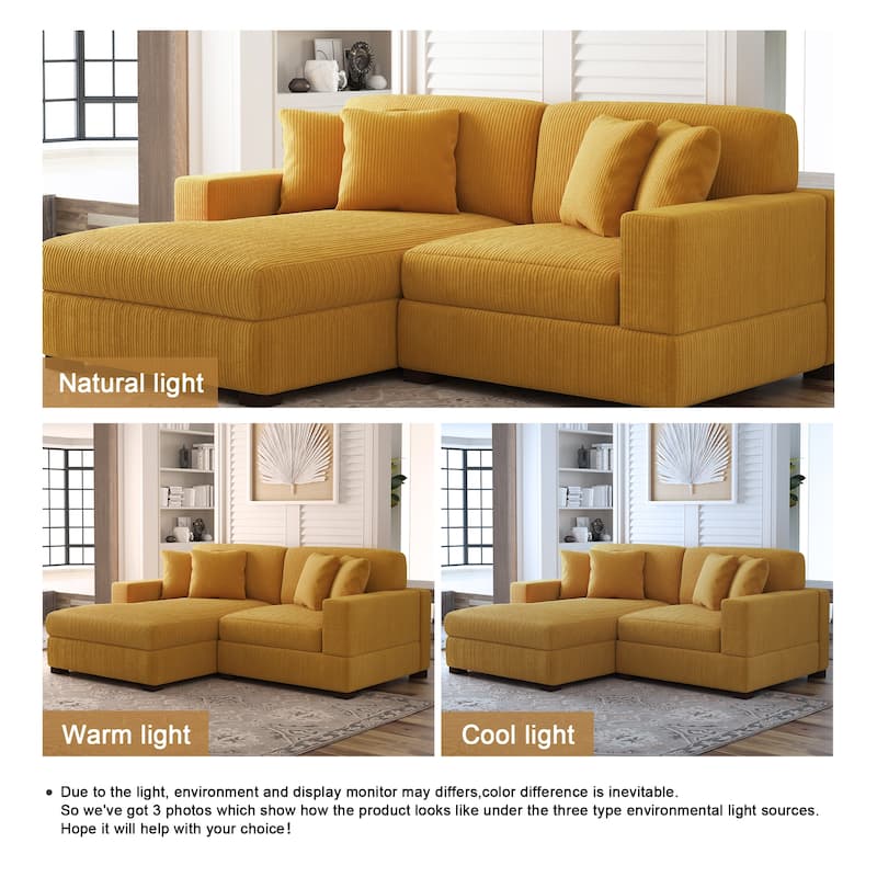 Corduroy Modular Couch Sectional Chaise Lounge Sofa