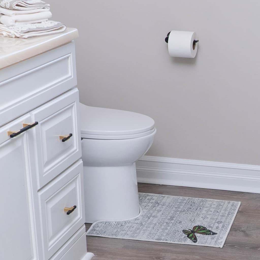 Toilet Mat - Machine Washable & Absorbent Bath Rugs for Bathroom Floor - Plush, Non Slip Bath Rug