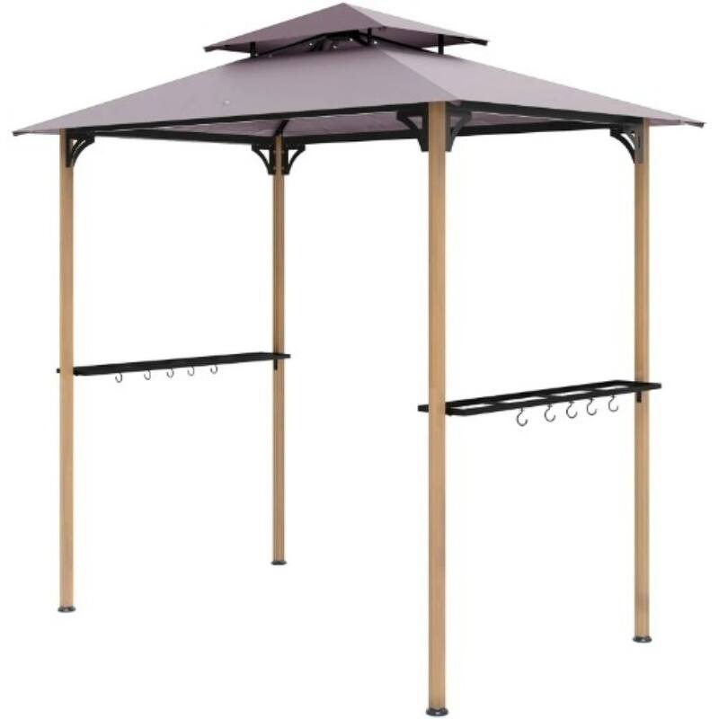 GDFStudio - Outdoor 8'x5' Double Tiered Grill Gazebo with Side Shelves & Hooks