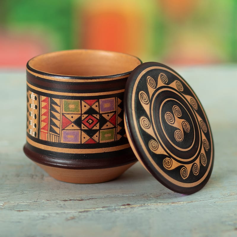 Novica Handmade Inca Splendor Ceramic Decorative Box