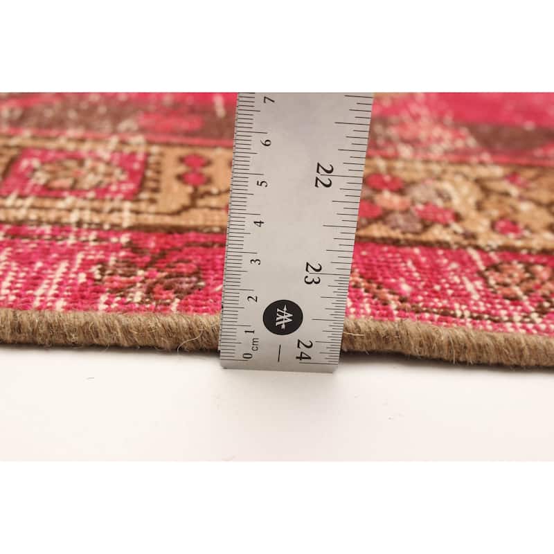 ECARPETGALLERY Hand-knotted Antalya Vintage Dark Pink Wool Rug - 3' 3" x 13' 1"