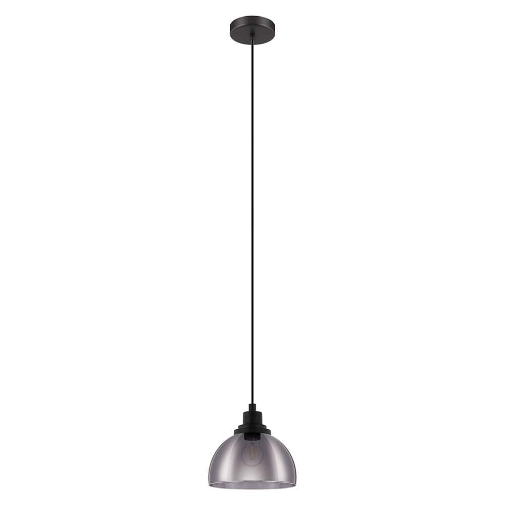 Eglo Beleser 1-light Matte Black Pendant with Metallic Smoked Glass