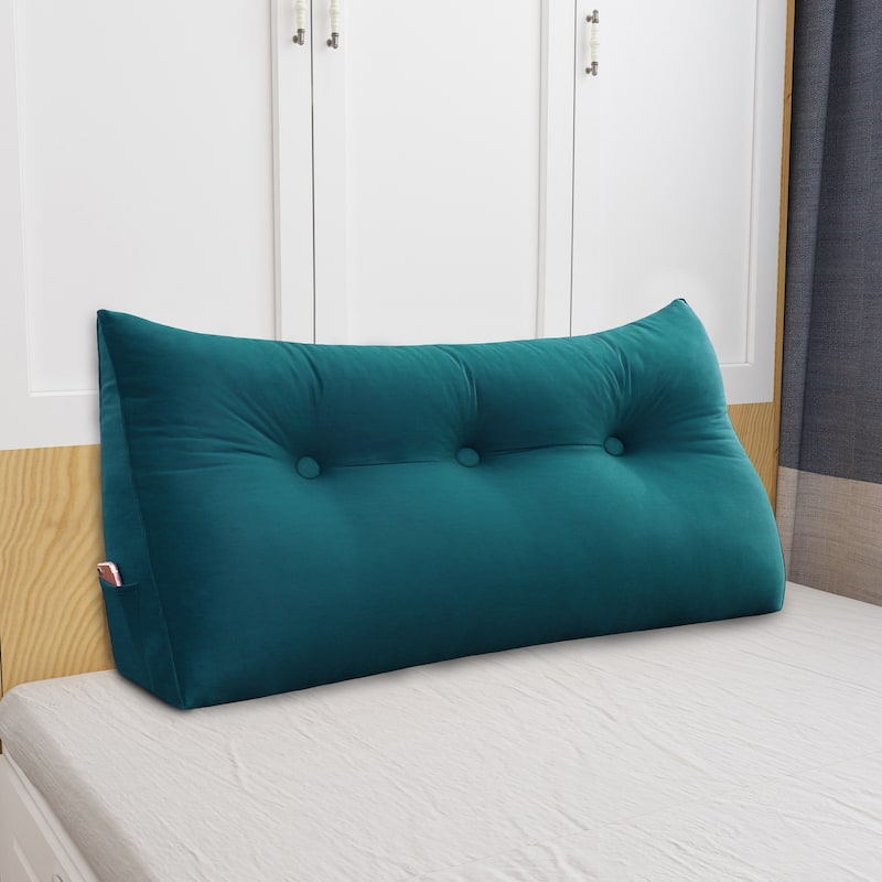 WOWMAX Dorm Bed Wedge Reading Pillow Headboard Back to College Velvet - Cyan