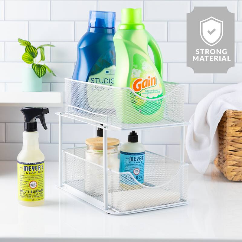 Sorbus 2 Tier Under Sink Bathroom Organizers and Storage (2 Pack) - 14" L x 9.3" W x 12.25" H