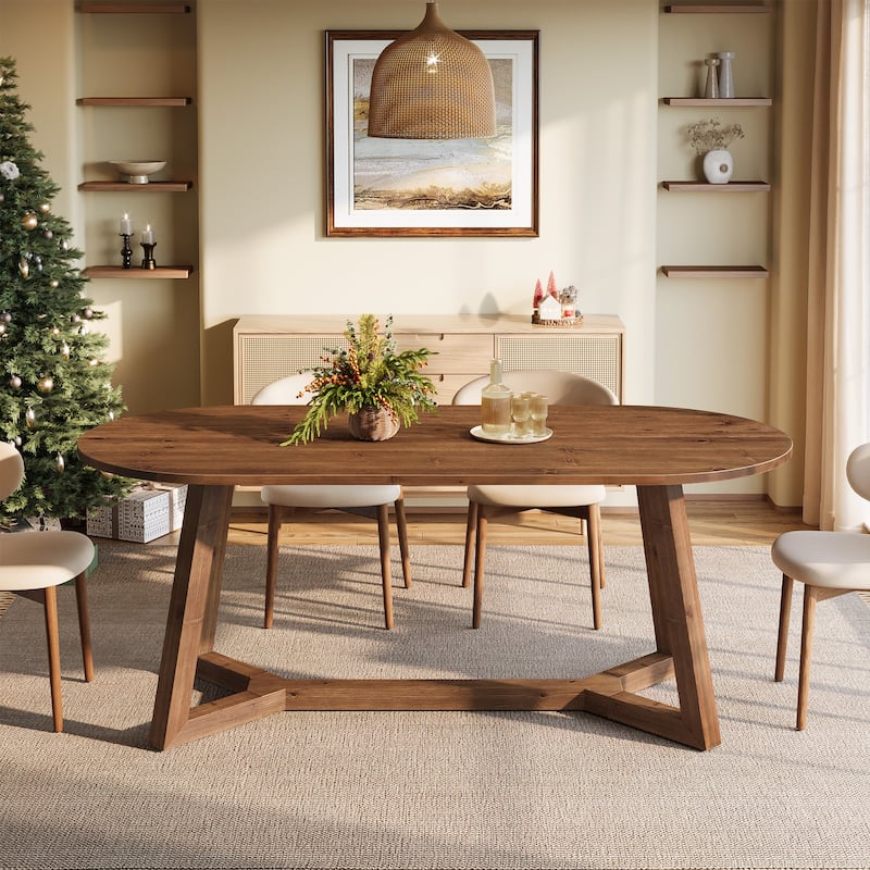 Solid Wood Dining Table, Kitchen Table, Living Room Office Accent Dining Table Gathering Table
