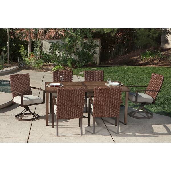 slide 2 of 11, Pacific Casual Addison 7pc Steel Dining Set with Swivel Host Chairs