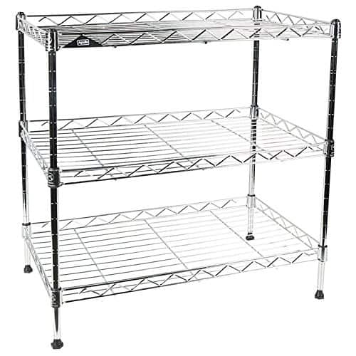 Wire Shelf Bin Organizer - 36 x 12 x 72 with 4 x 12 x 4 Blue Bins