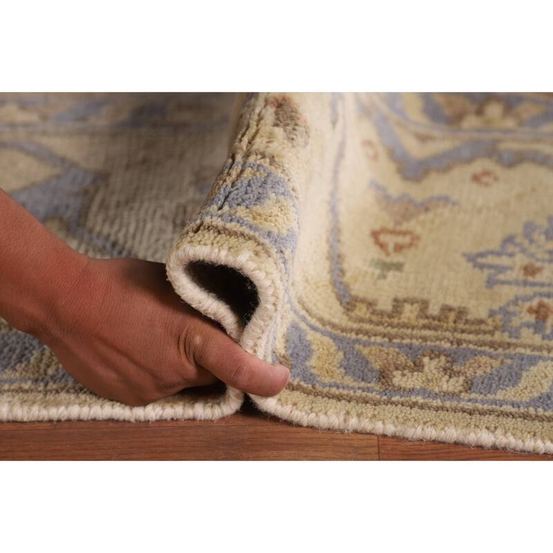 Beige Oushak Oriental Area Rug Handmade Wool Carpet - 7'11"x 9'0"
