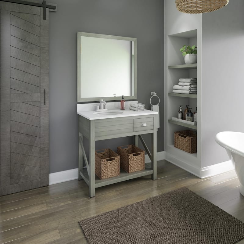 36" Open Bathroom Vanity with Baskets