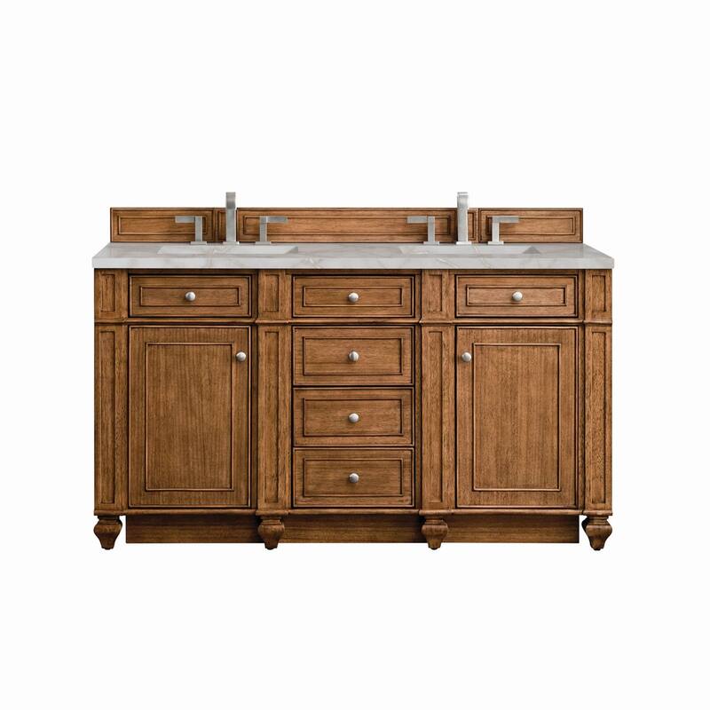 James Martin Vanities 157-V60D-3VSL Bristol 60" Double Basin Walnut