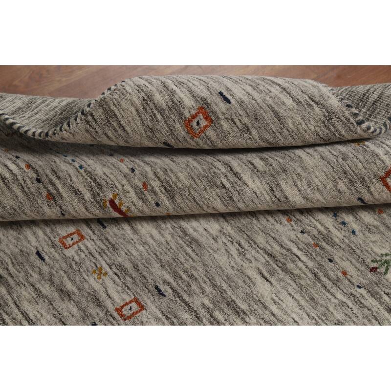 Hand Knotted Oriental 100% Wool Carpet Tribal Animal Pictorial Beige & Ivories Gabbeh Area Rug - 5' 11'' X 3' 11''