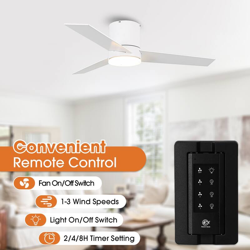 Modern 48" Wood 3-Blade LED Hugger Ceiling Fan with Remote - N/A
