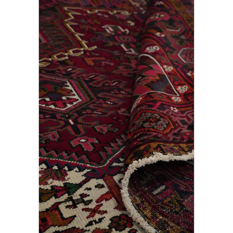 Hand Knotted Oriental 100% Wool Carpet Traditional Medallion Red Heriz Area Rug - 11' 5'' X 8' 1''