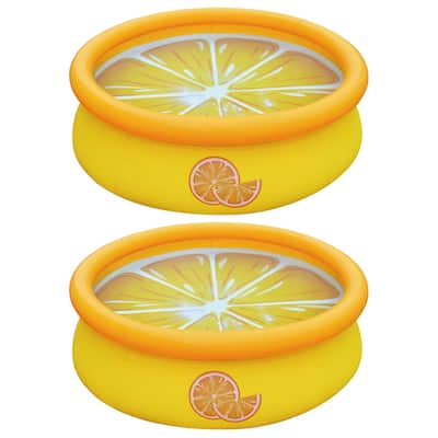 JLeisure 5' x 16.5" 3D Orange Inflatable Outdoor Kiddie Swimming Pool (2 Pack) - 26