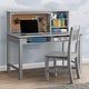 preview thumbnail 3 of 10, Kids' Wood Desk with Hutch and Chair - Includes Cork Bulletin Board, Cubbies and Cutouts for Cords and Wires Grey