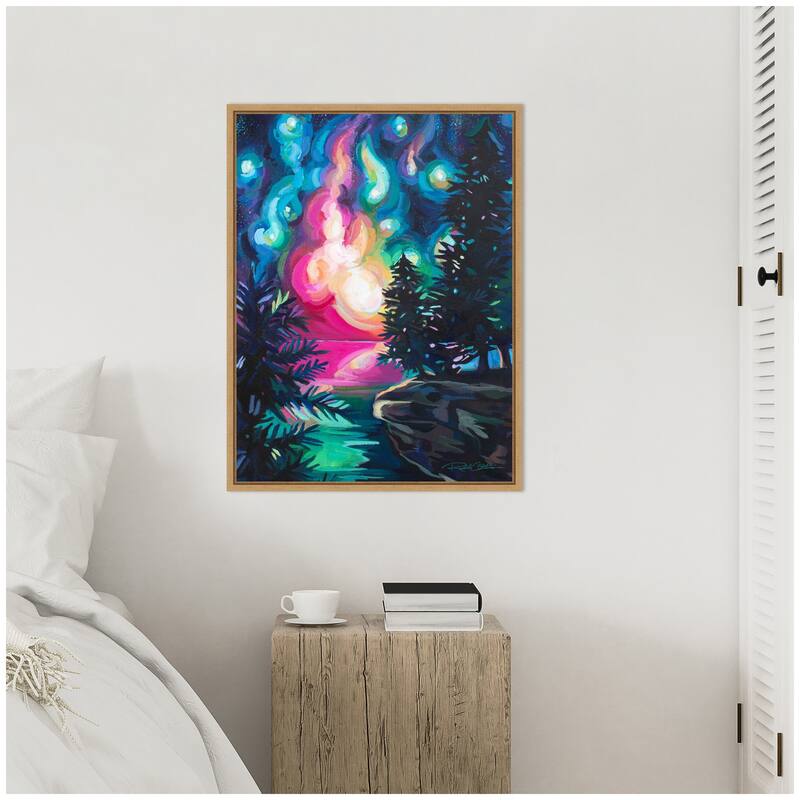 Kate and Laurel Sylvie Cave Point Starry Night Framed Canvas by Rachel Christopoulos