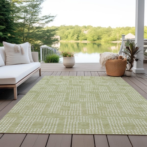 Machine Washable Indoor/ Outdoor Chantille Modern Houndstooth Rug - Bed ...
