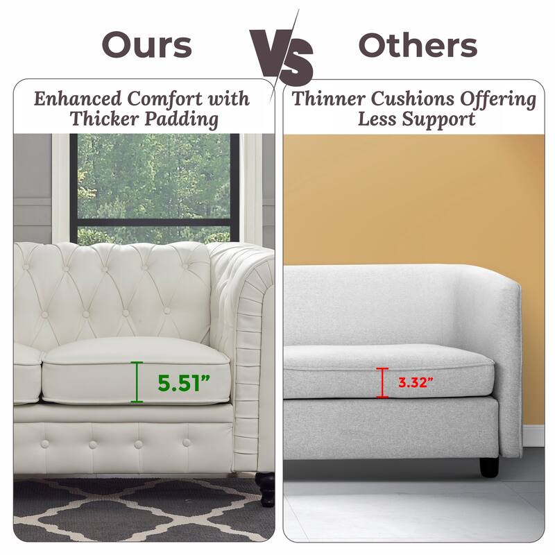 Elegance Chesterfield Mid-Century Modern Sofa, Loveseat & Chair – Luxurious Comfort for Cozy Living Rooms
