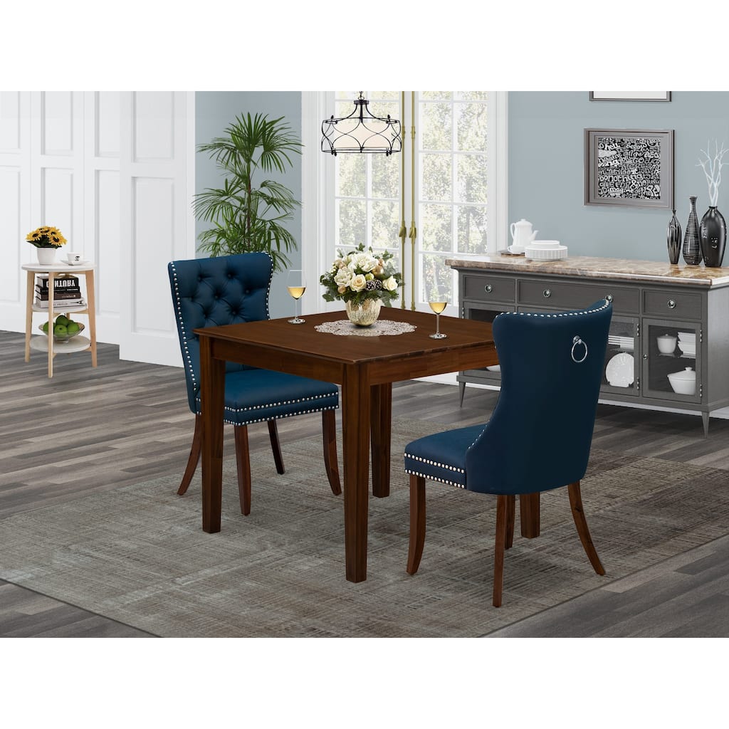 East West Furniture Modern Dining Table Set- a Square Kitchen Table and Upholstered Parson Chairs (Pieces Options)