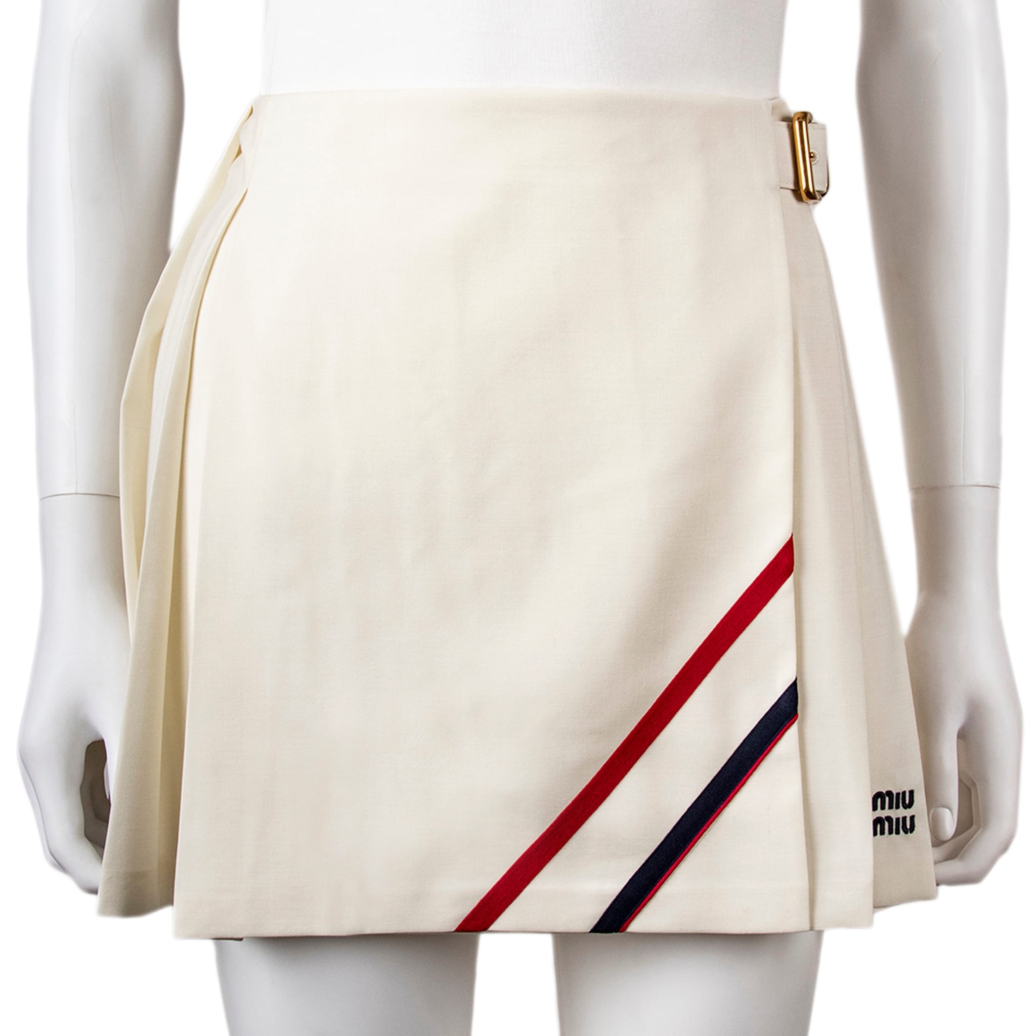 Miu Miu Pleated Fabric Mini Skirt - Overstock - 43733218