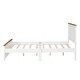 preview thumbnail 9 of 8, Full Size Wood Platform Bed Wooden Slat Support, Vintage Simple Bed Frame with Rectangular Headboard and Footboard, White