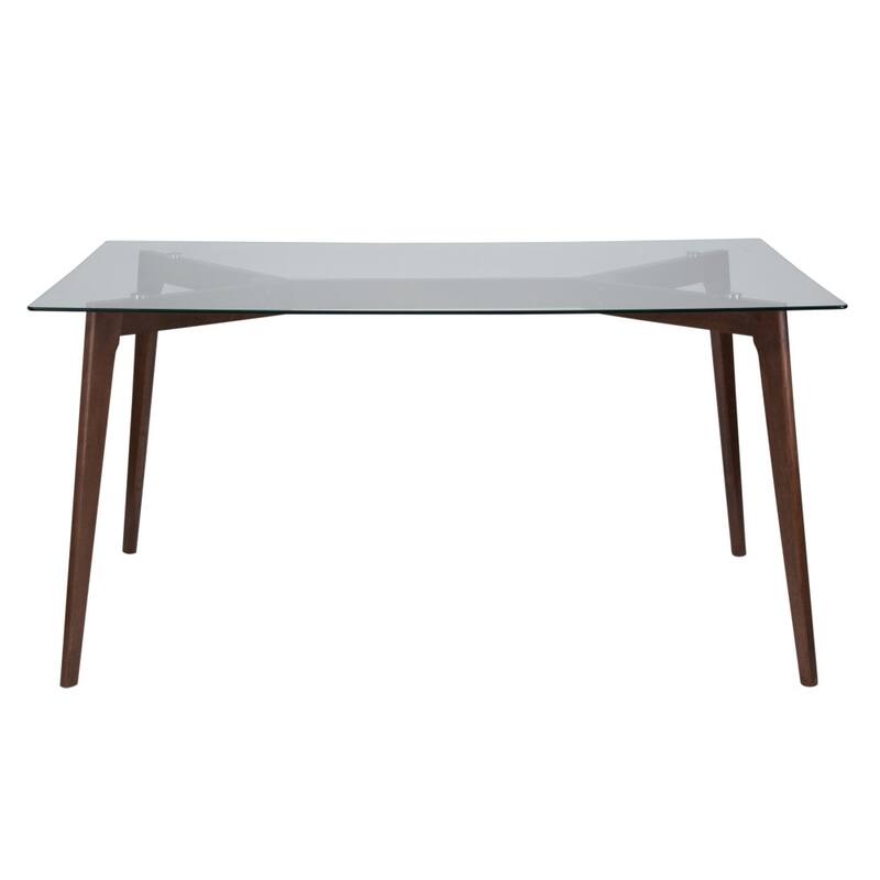 35.25'' x 59'' Solid Wood Table with Clear Glass Top