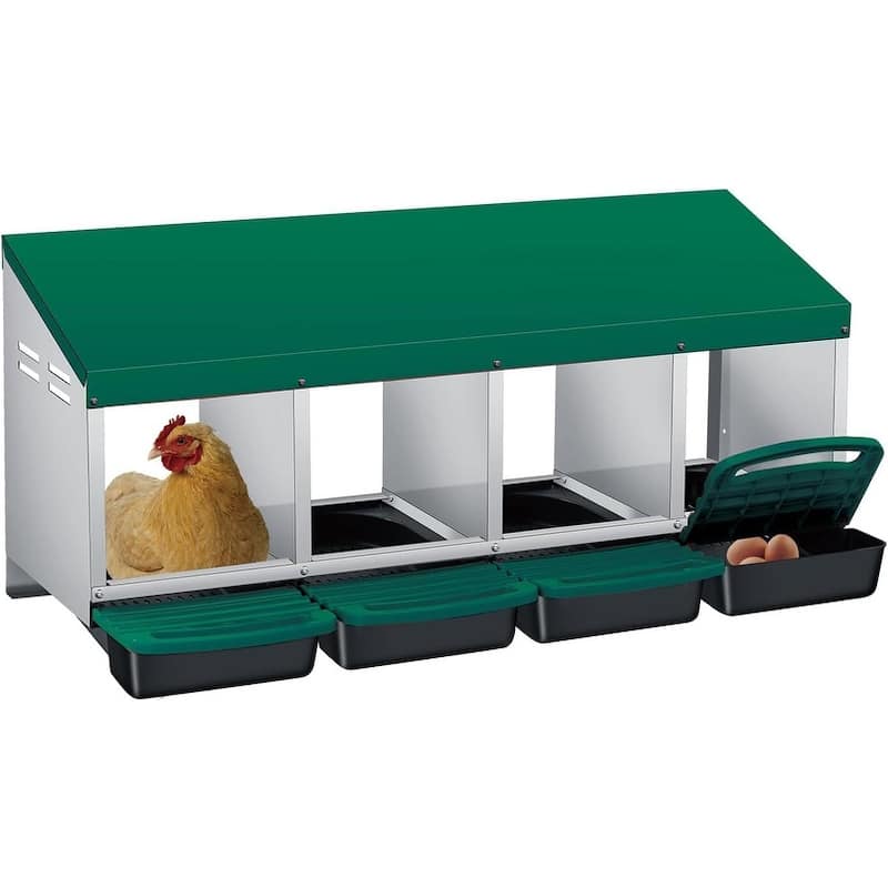 4 Holes Egg-Laying Boxes Nesting Boxes for Chickens Coops - Green