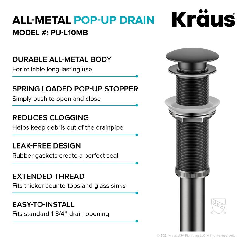 KRAUS Pop-Up Drain for Vessel Bathroom sink