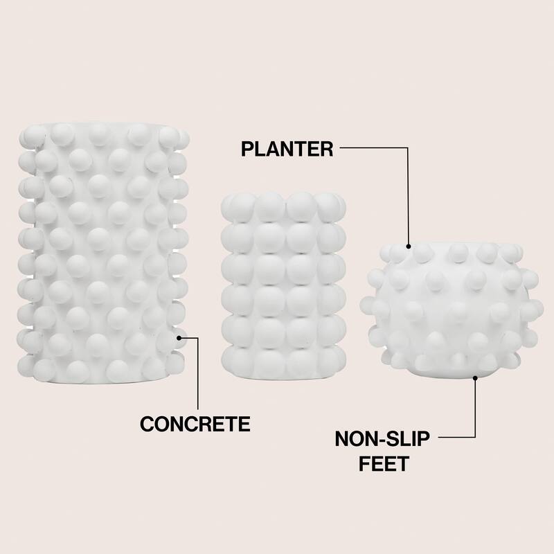 JONATHAN Y Maren Modern Minimalist Handmade Concrete Bubble Cylinder and Round Planter Set (Set of 3)