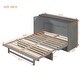 preview thumbnail 3 of 18, Queen Murphy Platform Bed Storage Cabinet with Storage Drawer and Charging Station, Wooden Foldable Murphy Chest Bed, Gray