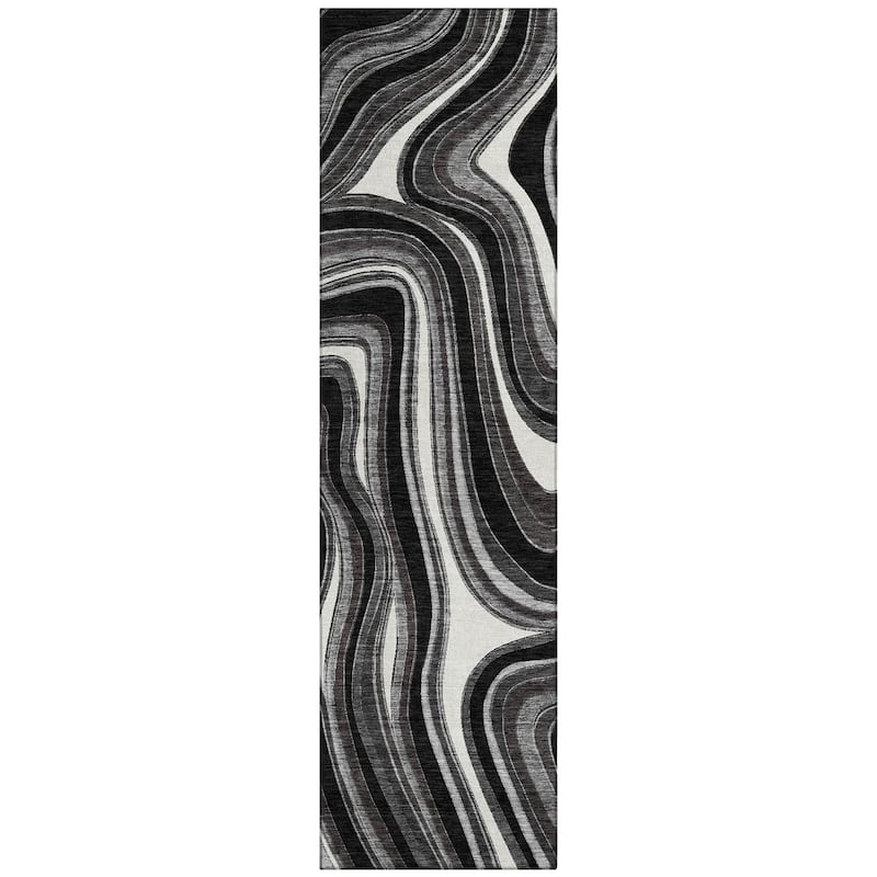 Machine Washable Indoor/ Outdoor Chantille Contemporary Abstract Rug