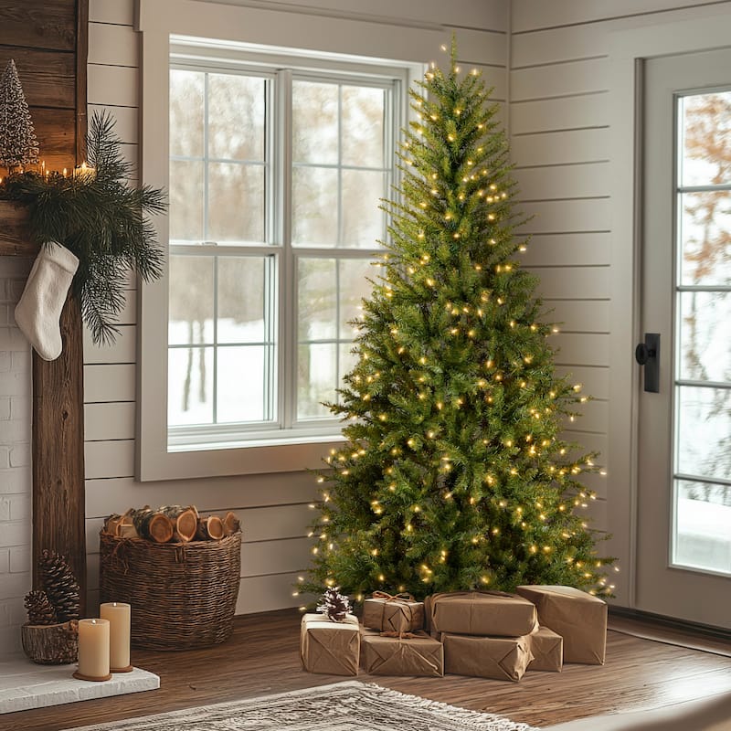National Tree Company 6.5 ft. Dunhill Fir Slim Tree with Clear Lights - 6.5 Foot