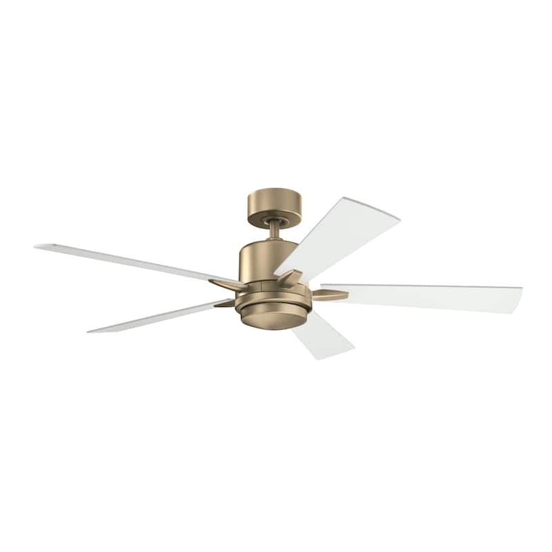 52 Inch Lucian Elite 5 Blade Indoor Ceiling Fan in Champagne Bronze with Matte White Blades