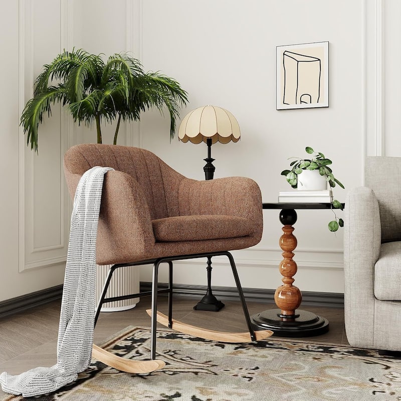 Upholstered Rocking Chair for Living Room, Bedroom, Garden - 1PC - Brown