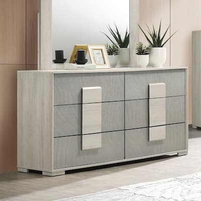 Furniture of America Jonnick Contemporary Two-tone Washed White 6-Drawer Dresser