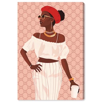 Her Stylish Coffee Look Canvas by Art Remedy, Gallery Wrapped