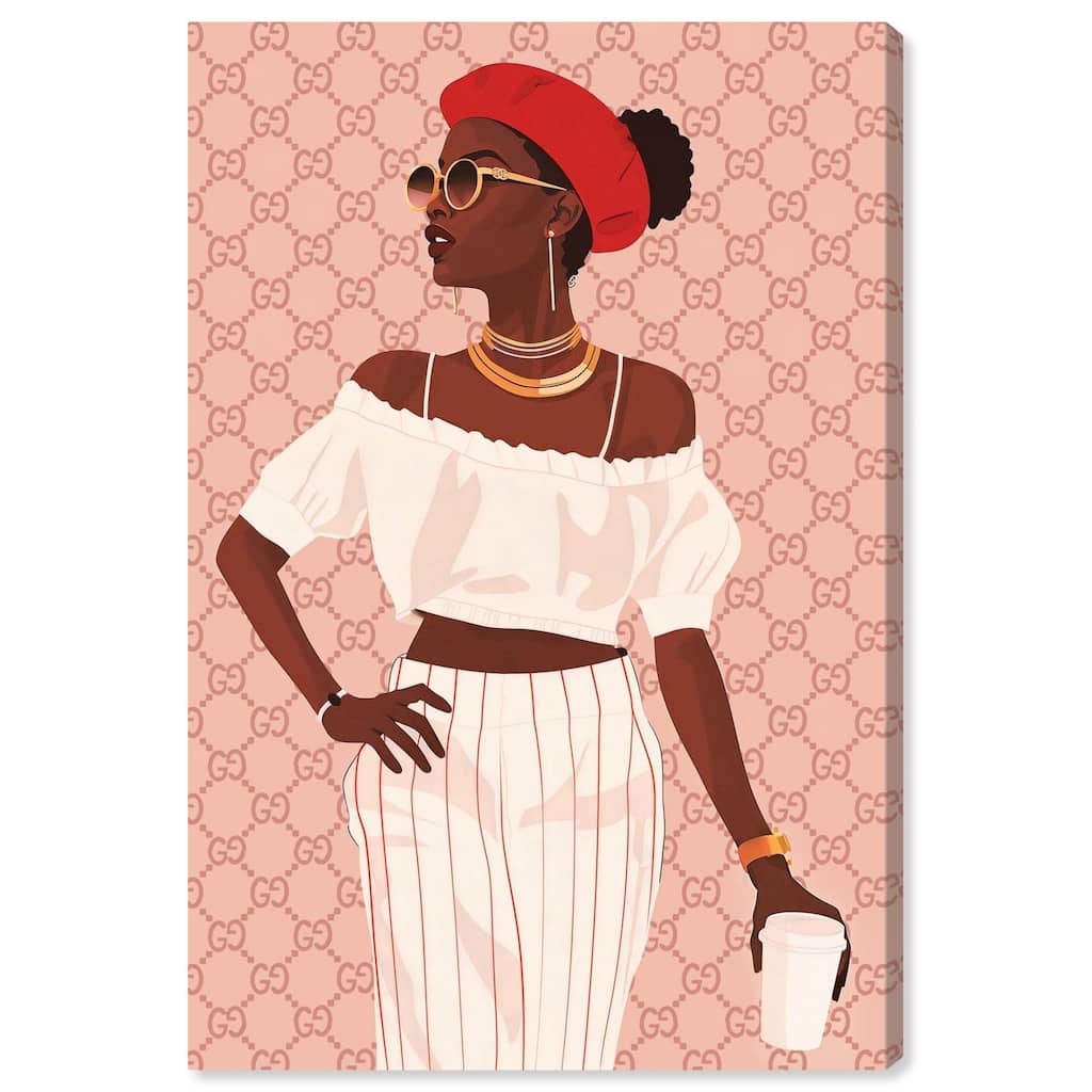 Her Stylish Coffee Look Canvas by Art Remedy, Gallery Wrapped