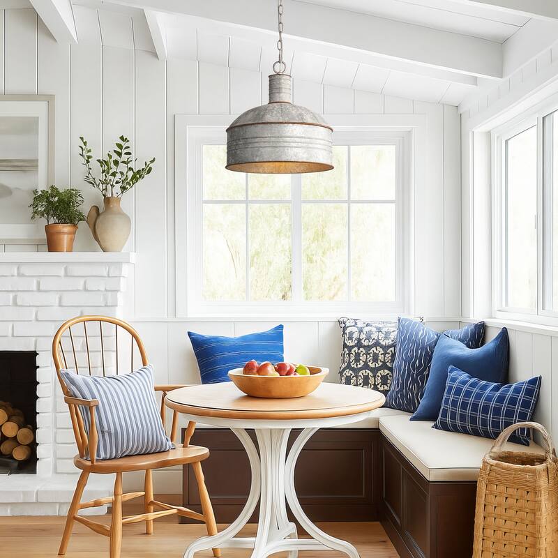 Tinsmith Mini Pendant in Aged Galvanized Steel with Galvanized Steel - Gold