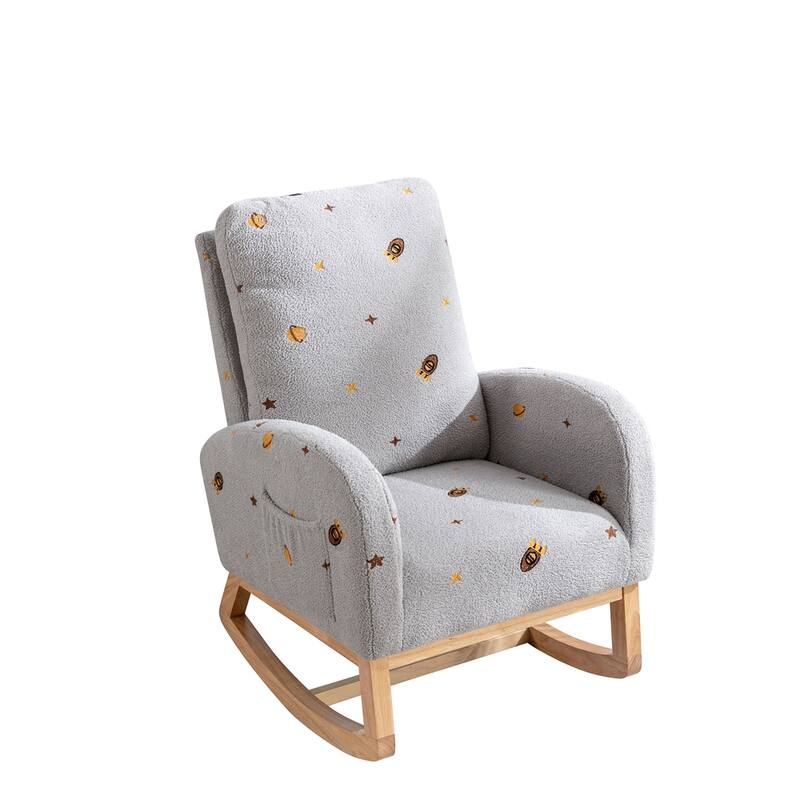 Mid Century Accent Rocker Armchair With Side Pocket