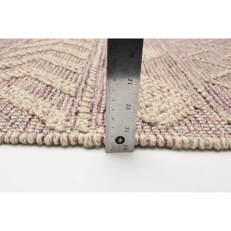 ECARPETGALLERY Braid weave Sienna Pink Wool Rug - 6'0 x 9'7