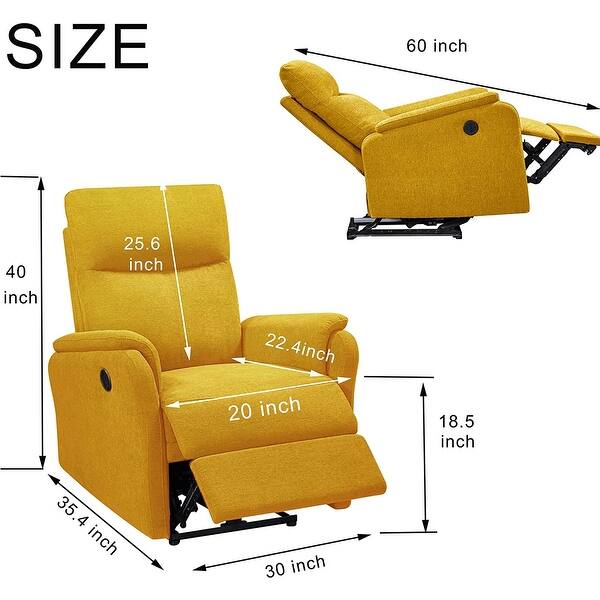 Electric Power Recliner Chair with USB Port ,Fabric Single Sofa Seat