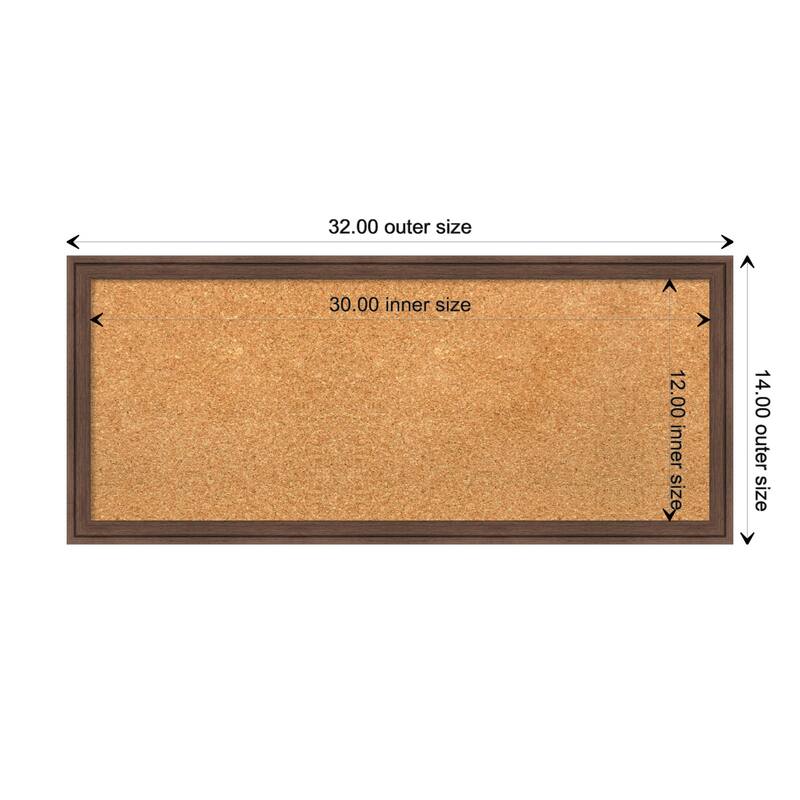 FlorenceFramed Natural Corkboard Bulletin Board - Florence Medium Brown - Board Size 30x12