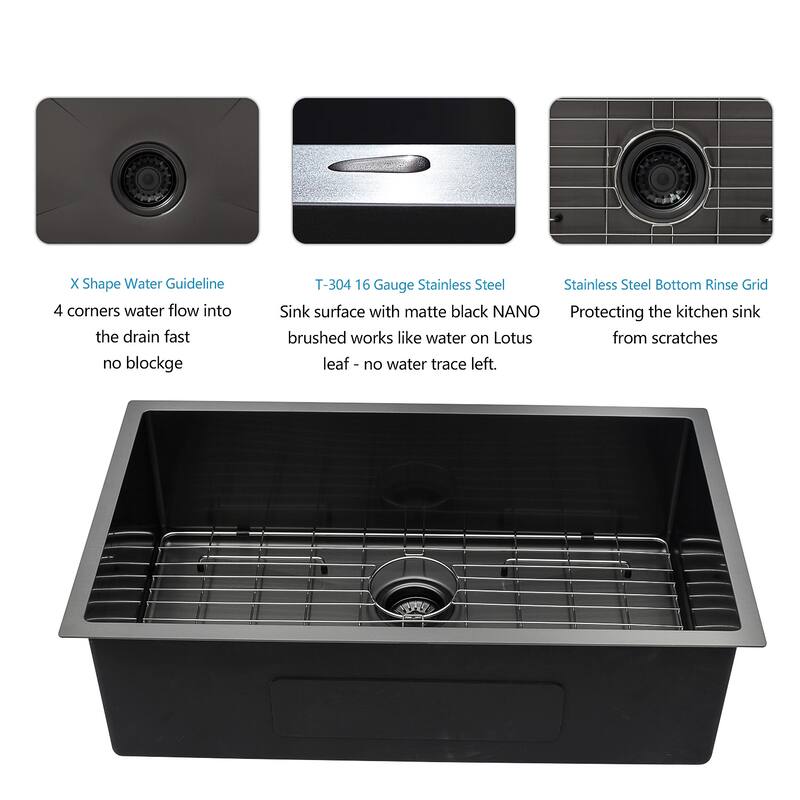 Undermount Kitchen Sink 16 Gauge 10 Inch Deep Single Bowl Kitchen Sink Basin