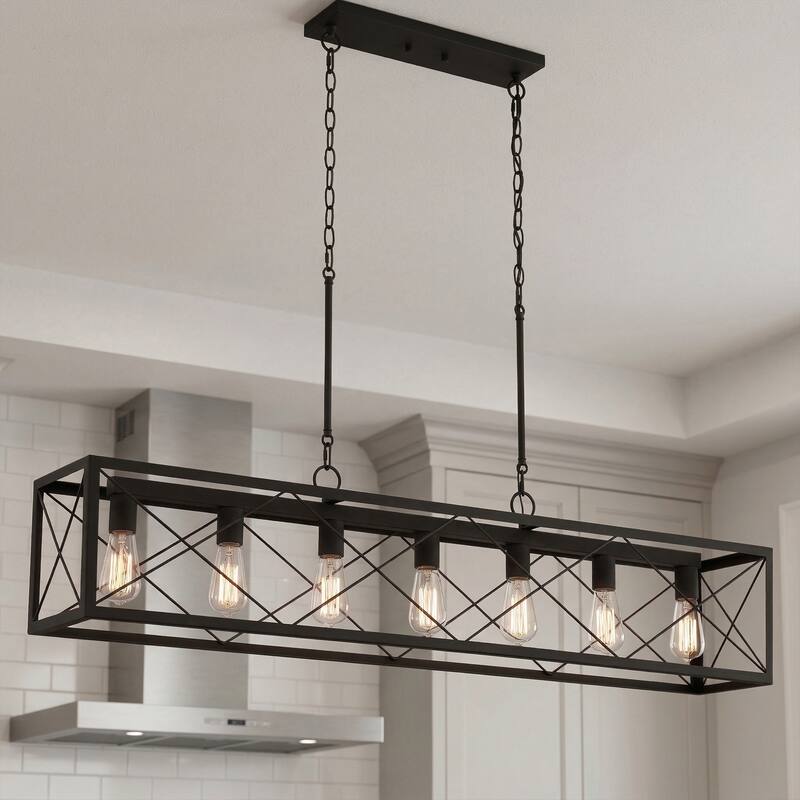 Acroma 7-Light 48In Linear Modern Farmhouse Kitchen Chandelier - 48''