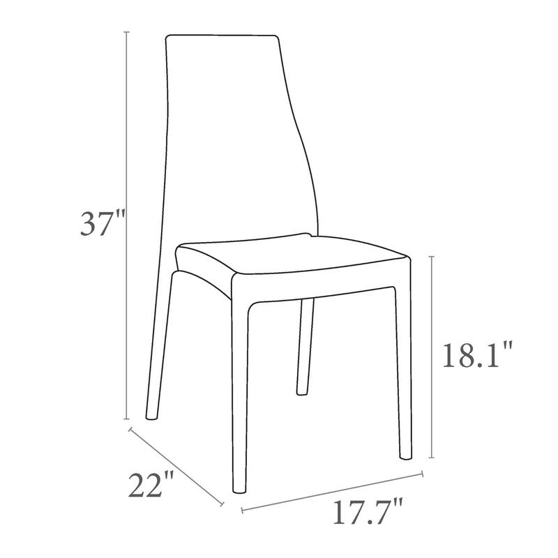 37" Black Outdoor Patio Solid High Back Dining Chair